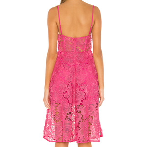 Sundress estilo Floral encaje correa ajustable ajuste y llamarada Sexy verano mujeres <span class=keywords><strong>Midi</strong></span> <span class=keywords><strong>vestido</strong></span> de encaje - Product Image 3