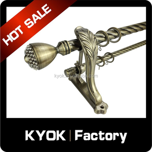 KYOK Bela flor remate em pólo da cortina/cortina final, duplo heavy duty suporte da haste de cortina, trançado tubulação da cortina de ferro forjado - Product Image 4