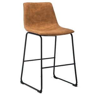 Greenly brown color Vintage barstool with metal legs