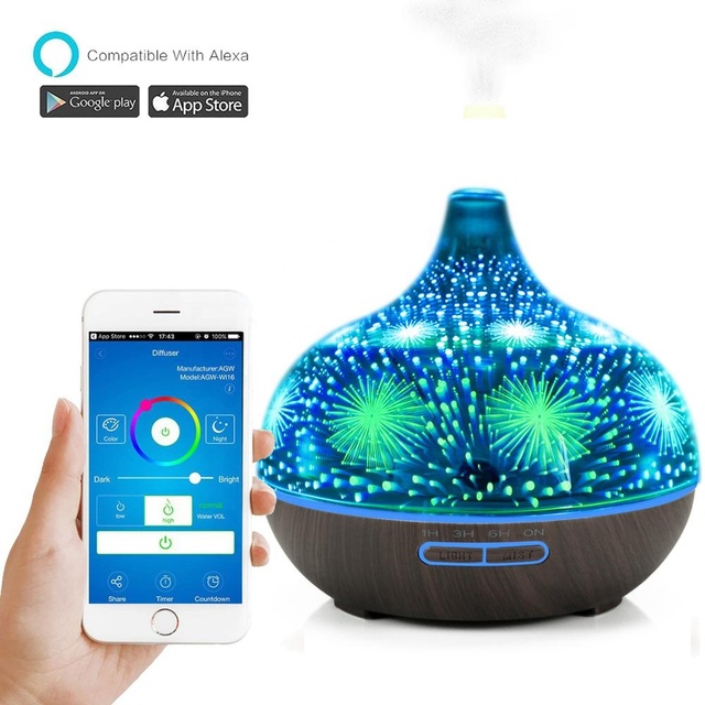 3D Glass Aroma Essential Oil Diffuser Air Humidifier Ultrasonic Scent Diffuser