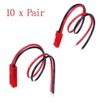 Conector macho y hembra BEC JST de 2 pines con cable de silicona de 22AWG para batería Lipo