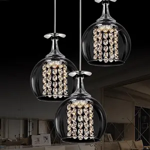모조리 3pcs 산업-크리스탈 유리 샹들리에 현대 LED 매달려 램프 펜던트 샹들리에 조명 스마트 조명