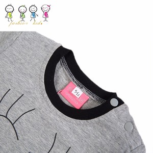 Summer short sleeve baby wear custom printing Cartoon happy face tender pink bodysuit for baby - Product Image 3