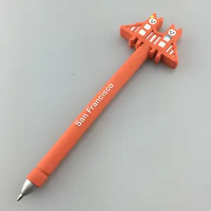 Orange hochwertiges individuelles Design Clip-Ballstift weicher Pvc-Ballstift Werbestift individuelles Logo