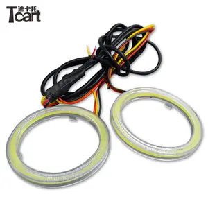 12-24V Dual Color Blue &Yellow Double Color 60mm-140mm COB angel eyes ring light cob led With driver for headlight