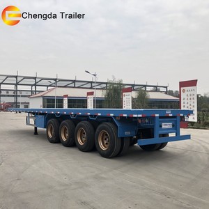Used 3 Axle 40ft Container Semi Trailer Chassis <strong>Flat</strong> <strong>Bed</strong> Flatbed Trailer for Sale