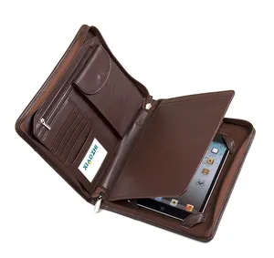 Executive A4 Brown Leather Portfolio to Fits iPad Mini and Junior Legal Paper