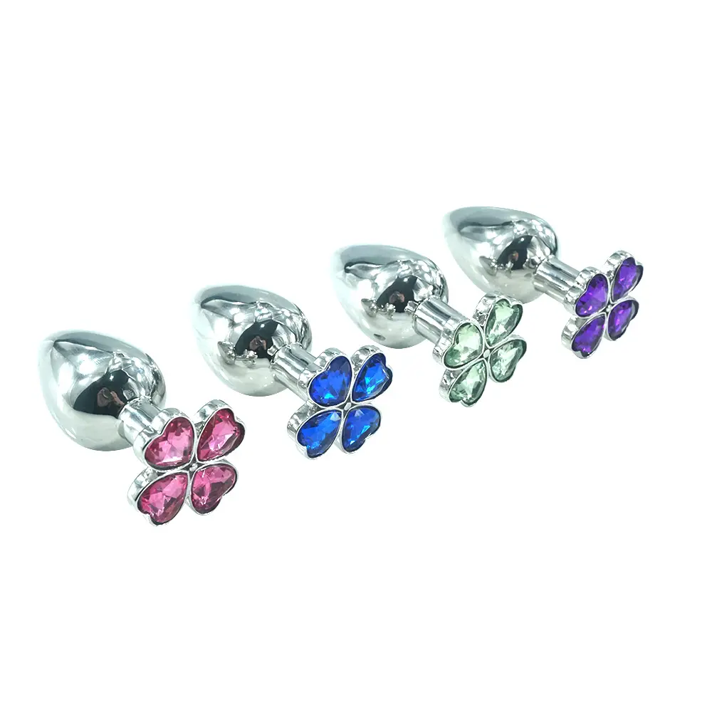 Medium size new design four leaf clover shape expand metal anal plug