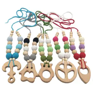 Mother Breastfeeding Necklace Crochet wood Beads Crib Diy Baby Nursing Necklace