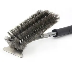 Spazzola per griglia in acciaio inossidabile all'ingrosso e accessori per griglia raschietto spazzola per pulizia barbecue