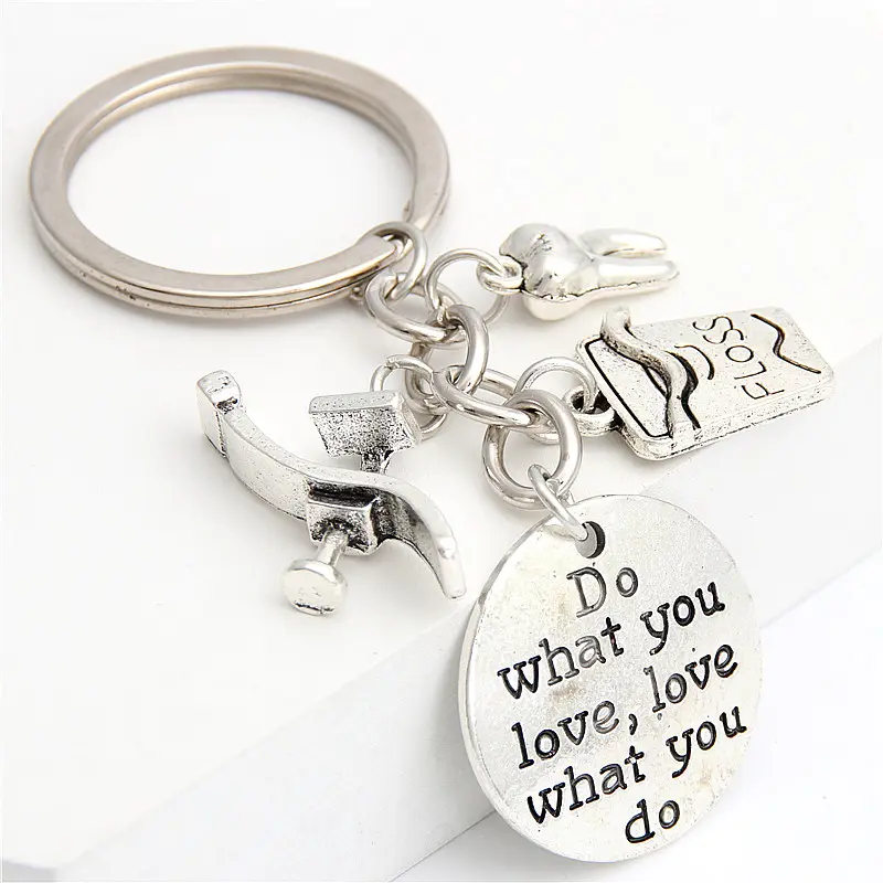 ทันตแพทย์พวงกุญแจฟัน Charms Do What Do You Love Love What You Do Words Keyring เครื่องประดับของขวัญ