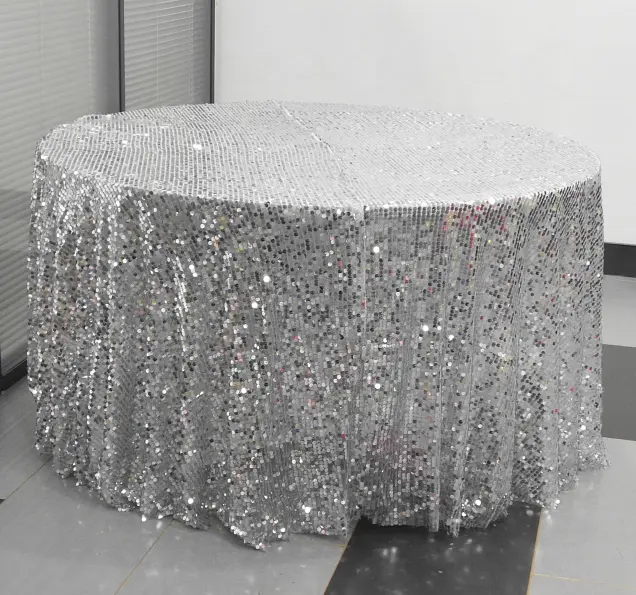 Wedding Round Champagne Sequin Table Cloth For Party