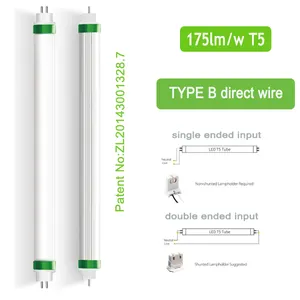Tubo de substituição led t5, primeiro e único, patenteado, verdadeiro, tubos de substituição led t5 alto cri, retrofit fluorescente, 175lm/w t5, lista de tubo de luz led dlc
