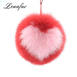 Moda real plata <span class=keywords><strong>Super</strong></span> nuevo diseño Bola con poms llavero en forma <span class=keywords><strong>zorro</strong></span> corazón llavero - Product Image 6