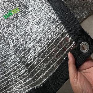 5.3*100m معقود قماش للتظليل شبكة تظليل الفضة عاكسة الشمس صافي واقية من الشمس ، 55% Hdpe دفيئة ألمونيوم داخل غطاء السقف