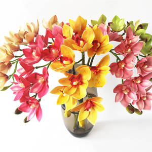 ISEVIAN Fleur de <span class=keywords><strong>Cymbidium</strong></span> au toucher réel, <span class=keywords><strong>orchidée</strong></span> artificielle blanche de type <span class=keywords><strong>Cymbidium</strong></span> - Product Image 1