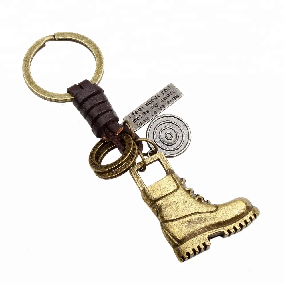 Vintage Bronze Boots Pendant Key chains Holder women Leather Keyring Keychain For Car Fashion Men Jewelry Free shipping