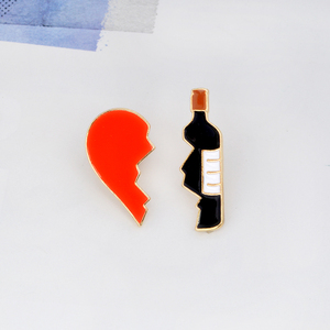 QIHE botella de <span class=keywords><strong>vino</strong></span> y broche <span class=keywords><strong>del</strong></span> corazón personalizado Juego de 2 <span class=keywords><strong>vino</strong></span> corazón pins regalo para los <span class=keywords><strong>amantes</strong></span> <span class=keywords><strong>del</strong></span> <span class=keywords><strong>vino</strong></span> - Product Image 1