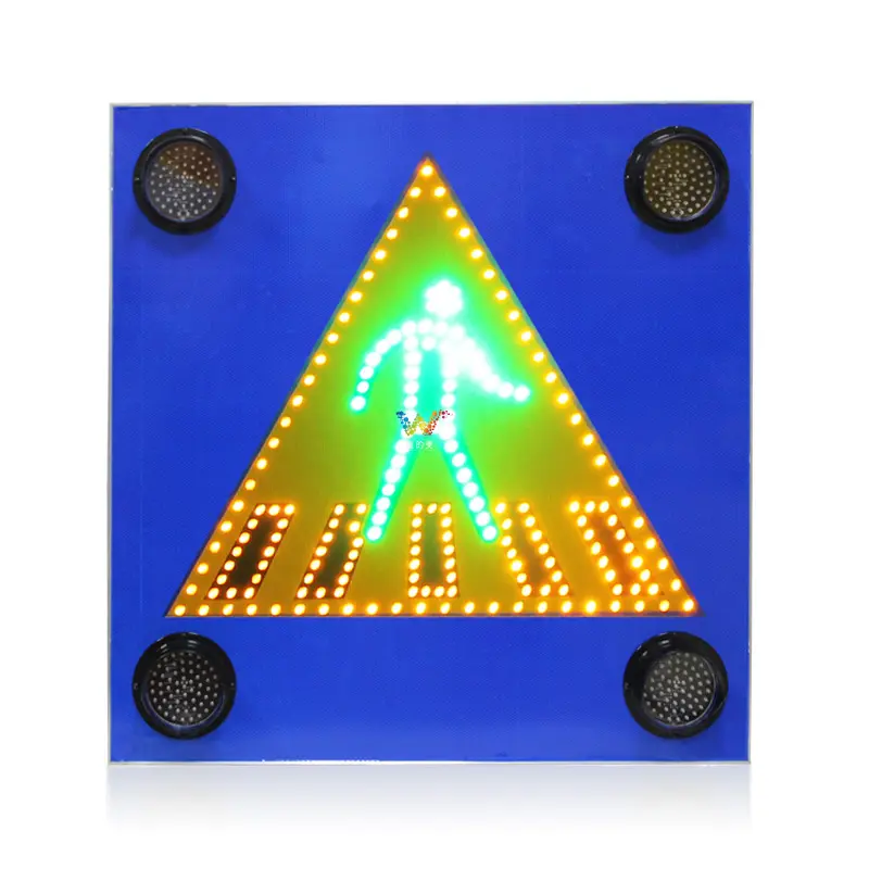 12 Years Factory Crosswalk Warning Sign Solar Pedestrian Traffic Sign With Warning Light