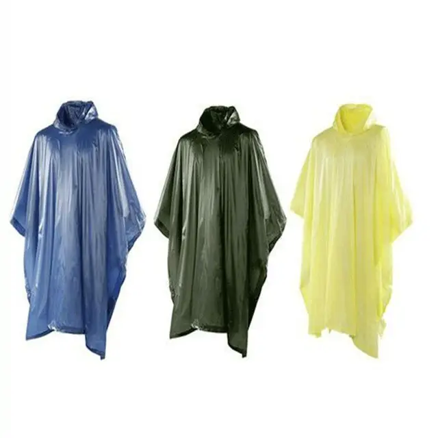 Poncho desechable de plástico impermeable, impermeable, transparente, para verano