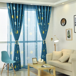 Migliore vendita <span class=keywords><strong>blu</strong></span> pianeta stampato finestra pannelli anello Voile drappeggio <span class=keywords><strong>tende</strong></span> oscuranti per bambini soggiorno camera da letto decorazione della casa - Product Image 3