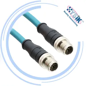 Cable Ethernet macho a macho M12 x, conectores de datos industriales de 8 pines codificados con cable ethernet Cat 6A