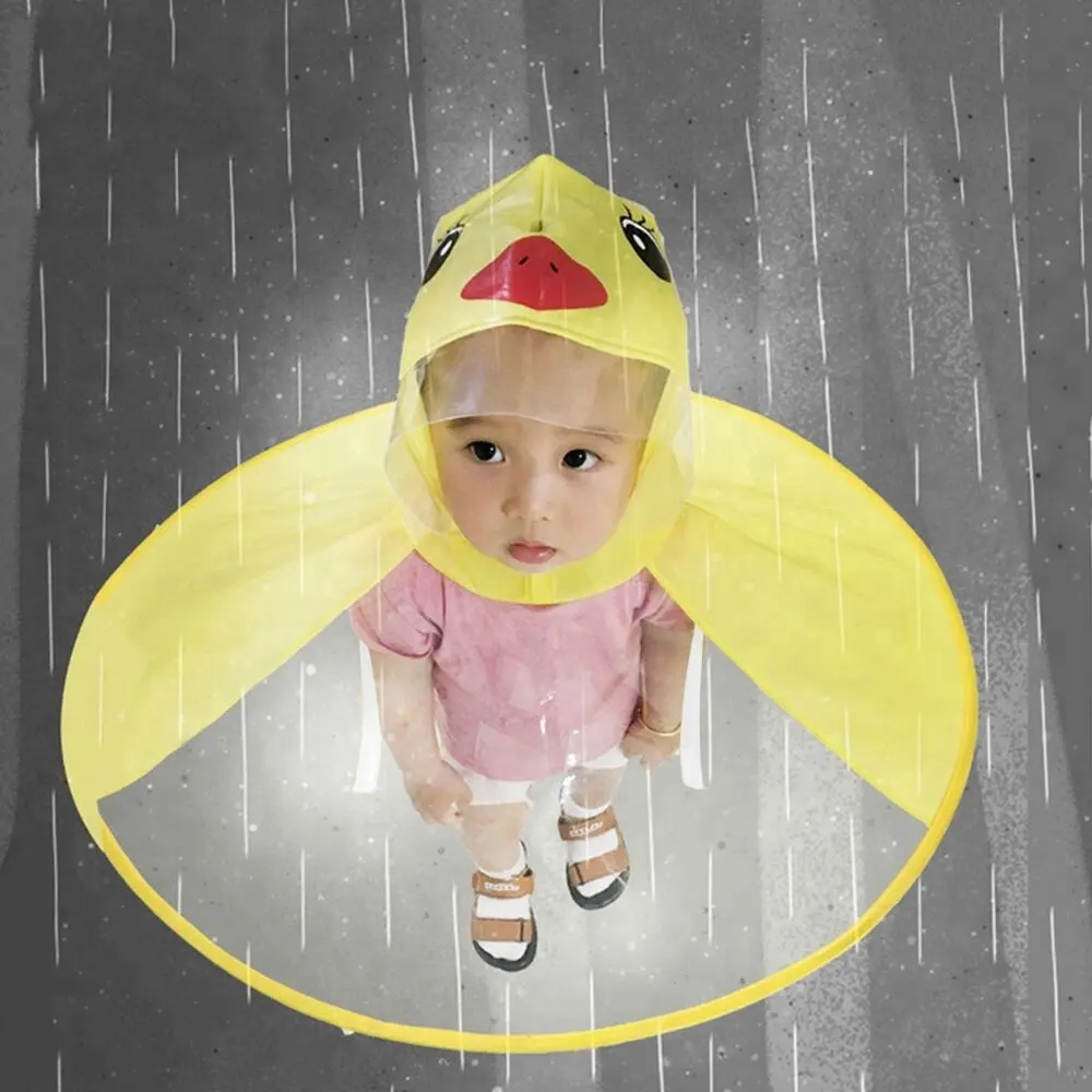 Outdoor Rain Ponchos Children's Raincoat UFO Children Umbrella Hat Hands Free Cover Baby Rain Coat