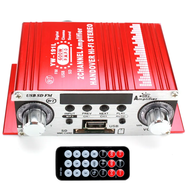 Mini HiFi 2.1 araba ses anfisi 12V kablosuz BT MP3 araba Stereo çalar otomatik ses Subwoofer amplifikatör USB Sd Fm ile