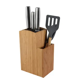 Bloque de cuchillo universal de bambú, nuevo diseño, con soporte para utensilios de cocina