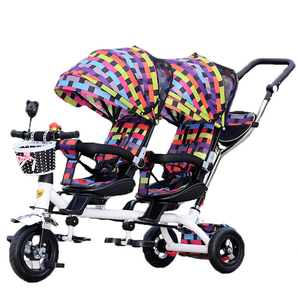 Tricycle double siège de haute qualité <span class=keywords><strong>pour</strong></span> jumeaux, poussette tricycle <span class=keywords><strong>pour</strong></span> <span class=keywords><strong>bébés</strong></span> jumeaux, <span class=keywords><strong>vélo</strong></span> <span class=keywords><strong>pour</strong></span> enfants avec barre de poussée - Product Image 5