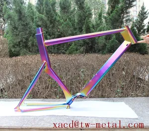 Xacd Gemaakt Ti Tt Fiets Frame Met Regenboog Kleur Titanium Tijdritfiets Frame Custom Titanium Fiets Frame Met Water drop Buis