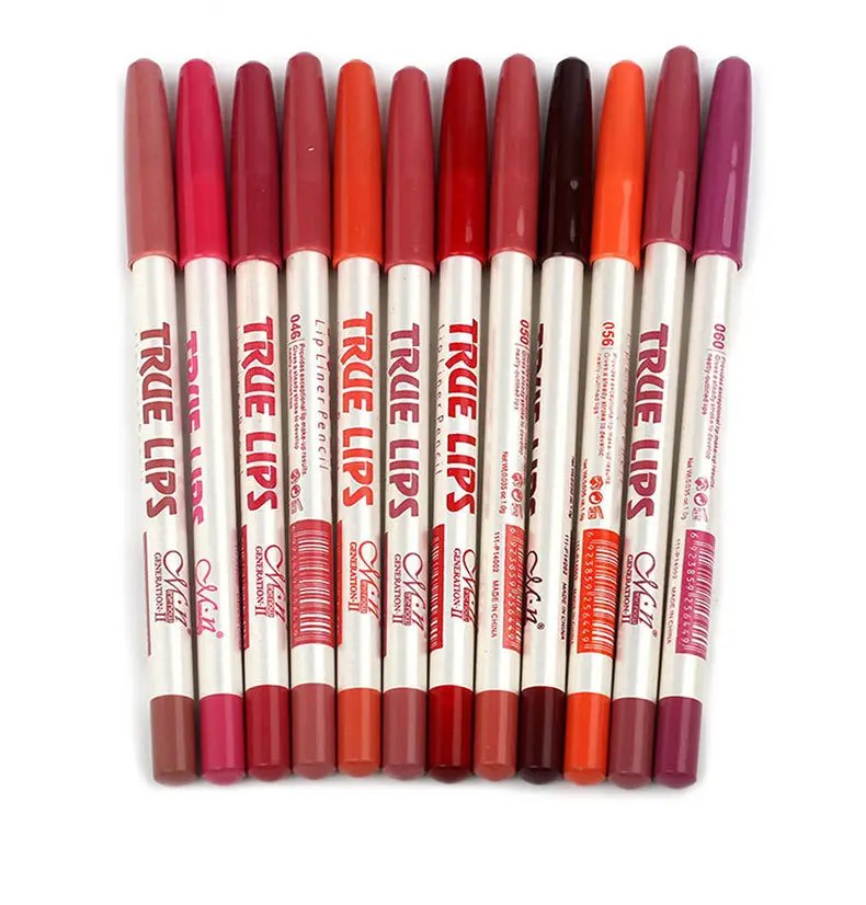 ดินสอเขียนขอบปาก12สีชิ้น/แพ็ค Menow,ลิปไลเนอร์แบบสีไม้สีแดงน้ำตาลเซ็กซี่ลิปสติกแต่งหน้าสีนู้ดกันน้ำติดทนนาน