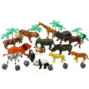 Juego de Juguetes de Animales Salvajes de la Selva y el Zoológico, Estilo Americano, 14 Piezas - Product Image 1