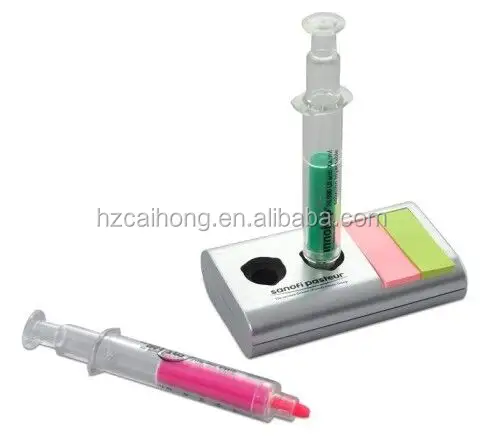 2016 Hot Syringe Shape Highlighter Với Sticker Trên Chủ Thiết Lập, Xi Lanh & Ống & Injector Shape Bệnh Viện Huỳnh Quang Bút CH6406