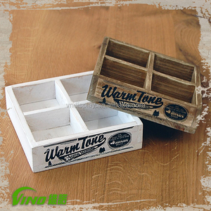 Boîte de rangement en bois Shabby Chic écologique 6 compartiments pour les cotes et les extrémités vitrine de cartes organisateur en bois divisé - Product Image 2