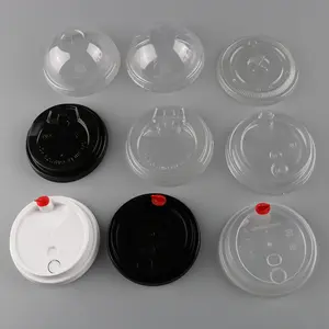 90mm डिस्पोजेबल प्लास्टिक कप ढक्कन कवर यूनिवर्सल कॉफी कप ढक्कन