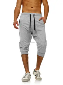 Derin kasık kısa sweatpant özel spor kısa pantolon 3/4 koşu ve spor sweatpants