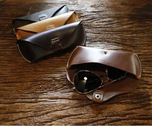 高品质复古个性化定制标志全粒面皮革眼镜储物袋真皮太阳镜盒