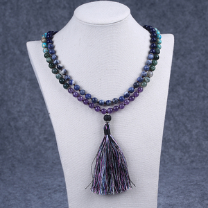 Collar de cuentas de piedra de 108 cuentas, collar de oración budista tibetano Mala - Product Image 3