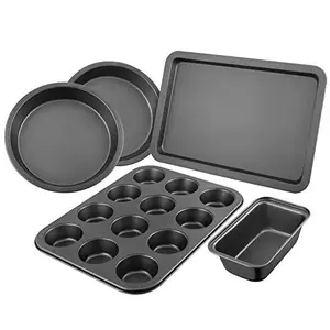 Carbon Steel Bakeware Baking Pan Set 5-Piece Non-stick PEFT Coated Baking Tray Set