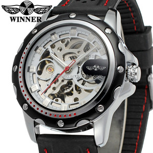 Nouveau gagnant noir Silicone bracelet automatique mécanique squelette montre pour hommes mode montres Reloj Hombre Horloge - Product Image 2