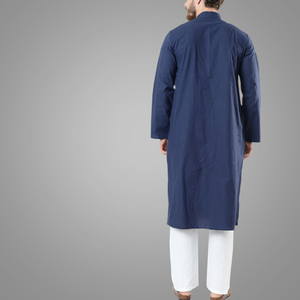 Thobe brodé Kurta manches longues, pour hommes, nouvelle collection, bleu marine, Style musulman, nouvelle collection, - Product Image 3