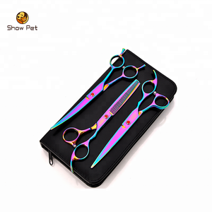 Electroplate 7 pulgadas pet grooming tijeras de pelo de perro tijeras de corte de <span class=keywords><strong>cuatro</strong></span> traje de pieza - Product Image 1