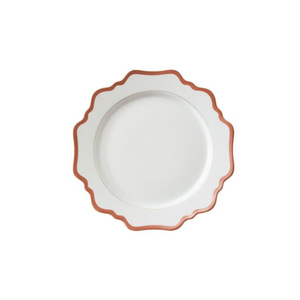 DE BODA clásico postre vajilla festoneado oro rosa borde platos de porcelana blanca con <span class=keywords><strong>logo</strong></span> - Product Image 6