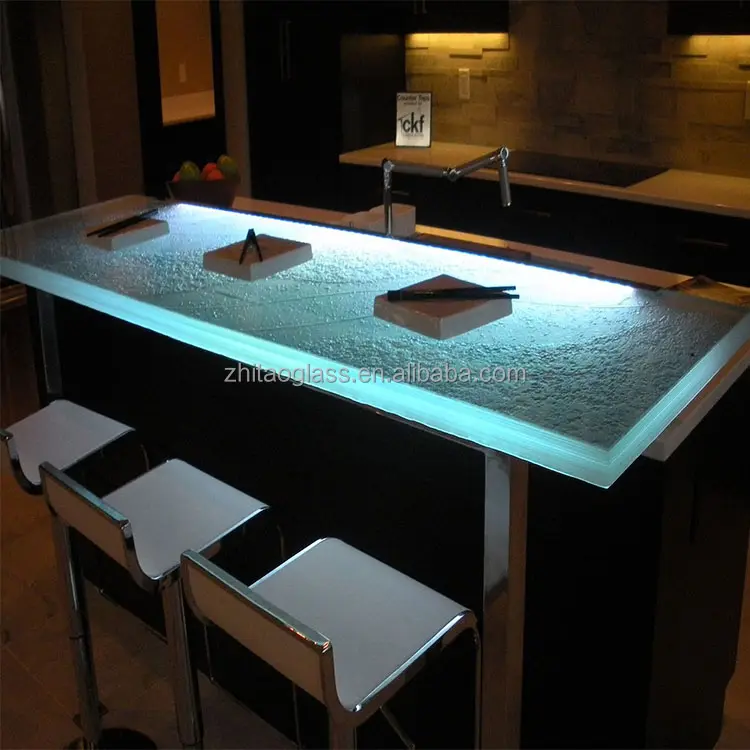 Frosted thick transparent glass ambry countertop