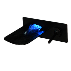Per Homedec contemporanea luce a LED in ottone nero lucido cascata <span class=keywords><strong>bagno</strong></span> diffuso rubinetto rubinetto singolo foro di montaggio - Product Image 2