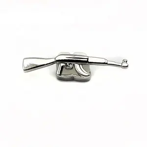 Bakır göbek takısı Hip Hop Grillz çift kapaklı gümüş renk tabancası Ak47 şekli çıkarılabilir Grillz üst diş Bijoux