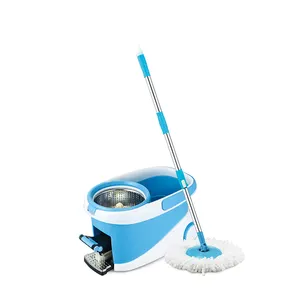 360 Cleaning magic mop and bucket with soft rubber mute wheels