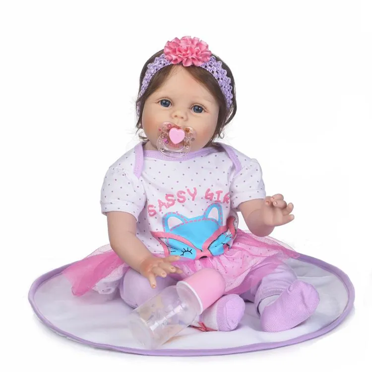 NPK-Muñeca Reborn de silicona de cuerpo suave de 55cm para niñas recién nacidas, juguete educativo para la hora de la cama