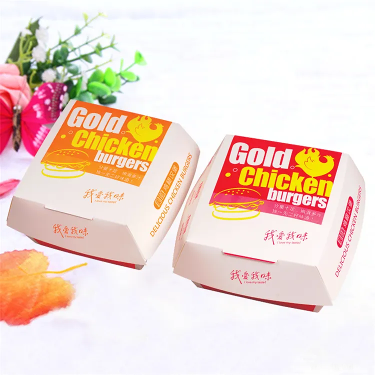 Nieuwe Ontwerp Alibaba China Emballage Alimentaire Vervaardiging Aangepaste Hamburger Vouwen Voedsel Verpakking